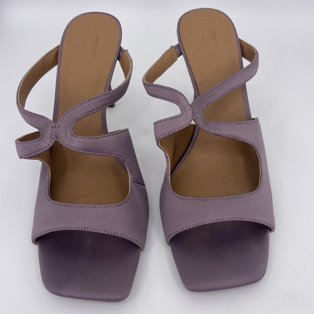 Nordstrom Rack High Heel Sandals Size 9.5 Light Purple Satin Shoes Strappy - Picture 8 of 10